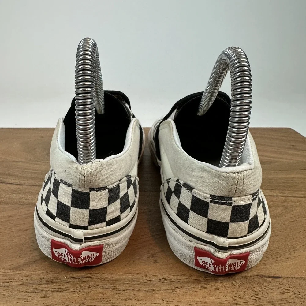 Big Kids Vans Classic Beige Checkerboard Slip On Comfort Sneakers Shoes Size 3 Y